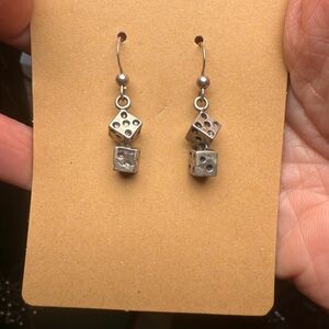 Source Unknown Metallic‎ Dice Earrings